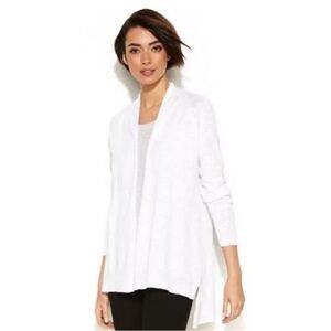 EUC - Eileen Fisher - Cardigan with Dipped Hem - Size L - white
